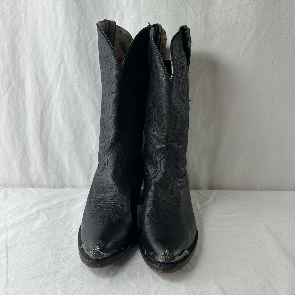 Vintage Durango Black Leather Cowboy Biker Boots RD560 Women's Sz 8 M Toe Rands - Picture 2 of 11